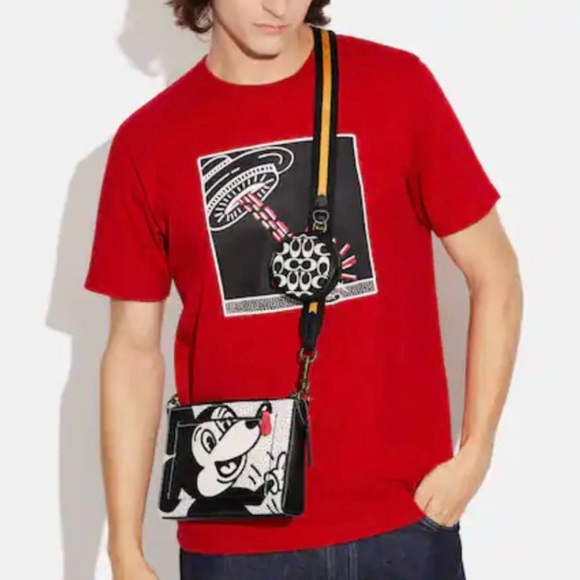 COACH Disney Mickey Mouse X Keith Haring Holden Crossbody Black Chalk Multi - Picture 3 of 10